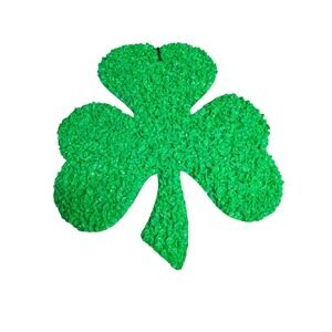 Vintage Style Green Melted Plastic Popcorn Shamrock St Patricks Day Wall Decor